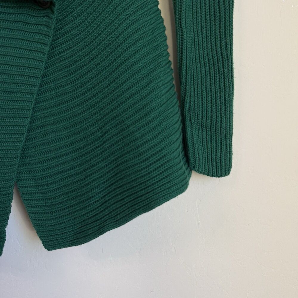 Lauren Ralph Lauren Green Cotton Knit Shawl Cardigan Medium Classy Preppy Money - Picture 4 of 11